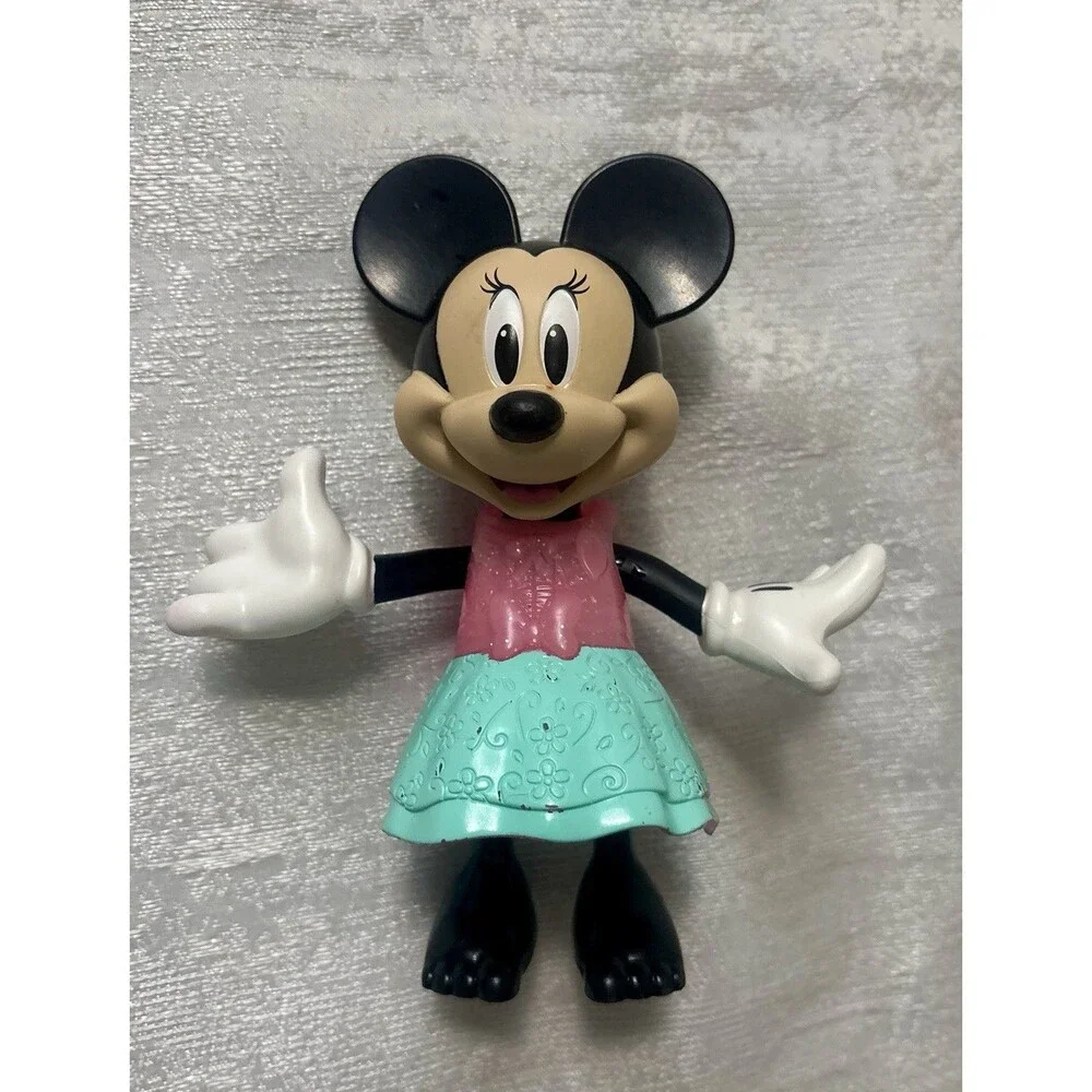 Disney Minnie Mouse Figurine Toy Figure Pink Top Teal Skirt 6